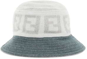 FENDI Bucket Hat with FF Motif in Gray. FXQ958AN94F0QZ0 FENDI Bucket Hat with FF Motif in Gray. FXQ958AN94F0QZ0