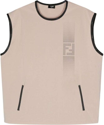 FENDI 杏仁米色邊緣徽標圖案無袖上衣 FAF711AR53 Order FENDI 杏仁米色邊緣徽標圖案無袖上衣 FAF711AR53