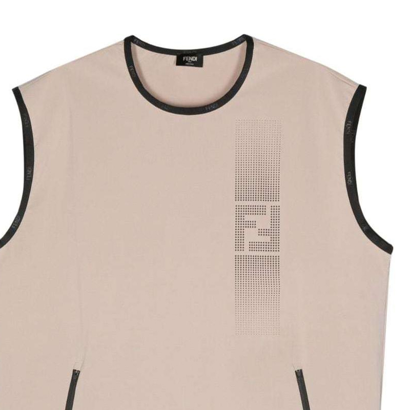 Shop 펜디 컬러 엣지 로고 패턴 탱크탑 아몬드 베이지. FAF711AR53