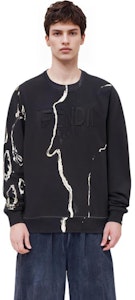 FENDI 仿舊黑色長袖圓領運動衫。 FY0178AIL3F1AJR Sizing FENDI 仿舊黑色長袖圓領運動衫。 FY0178AIL3F1AJR