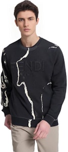 FENDI 仿舊黑色長袖圓領運動衫。 FY0178AIL3F1AJR Cheap FENDI 仿舊黑色長袖圓領運動衫。 FY0178AIL3F1AJR