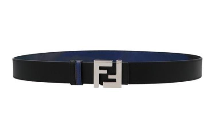 Shop FENDI FF 標誌雙面真皮腰帶 藍色 3.5公分寬 7C0424AHUYF1GWW