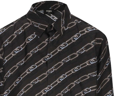 FENDI FW22 Black Pattern Button-Up Long Sleeve Shirt. FS0585AL2MF0UU0 Lookbook FENDI FW22 Black Pattern Button-Up Long Sleeve Shirt. FS0585AL2MF0UU0