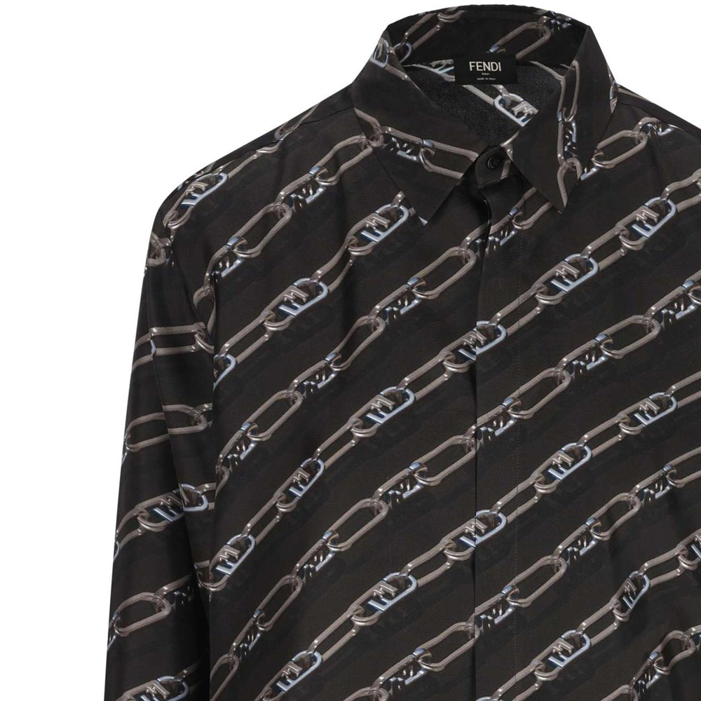 Sizing 芬迪 FW22 黑色图案长袖衬衫 FS0585AL2MF0UU0