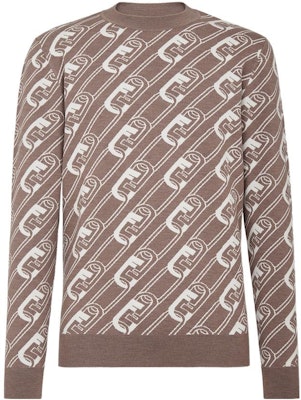 FENDI FW22 Brown Patterned Jacquard Knit Crewneck Sweater. FZX061AL3IF0UHM Order FENDI FW22 Brown Patterned Jacquard Knit Crewneck Sweater. FZX061AL3IF0UHM