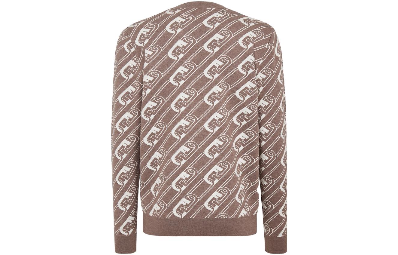 Lookbook FENDI FW22 棕色圖案提花針織圓領毛衣. FZX061AL3IF0UHM