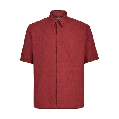FENDI FW22 Micro Check Solid Short Sleeve Shirt Red FS0795AKEBF01VC