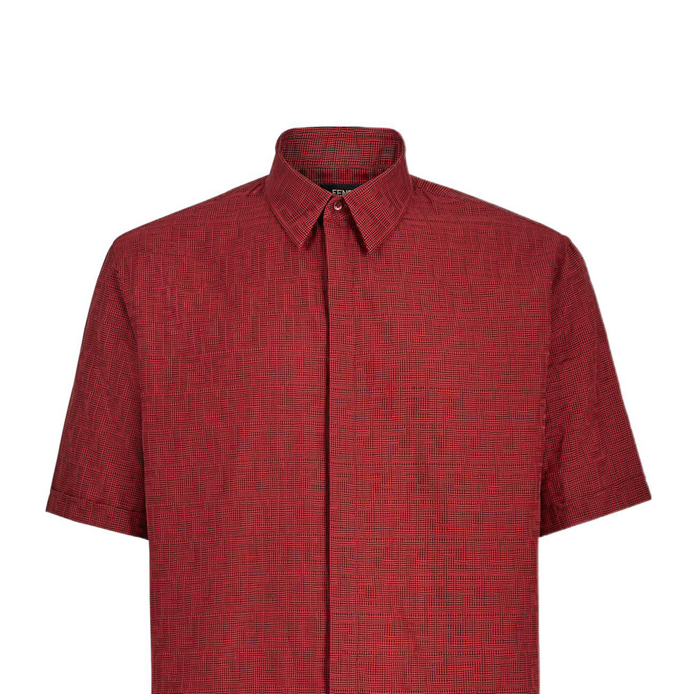Details for FENDI 2022秋冬红色微格纹短袖衬衫 FS0795AKEBF01VC