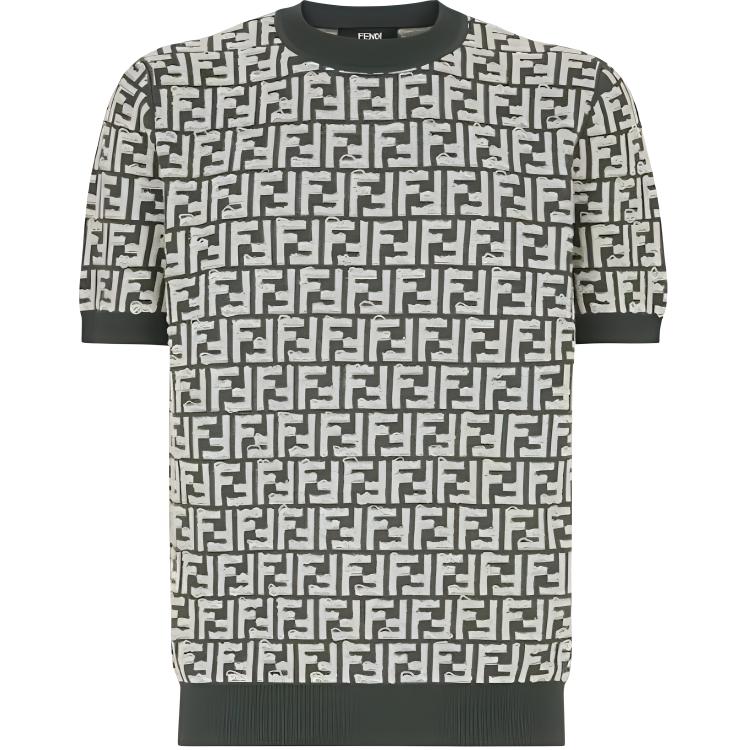 Order 芬迪 绿色字母印花短袖针织衫. FZX051AR85F1-MTQ