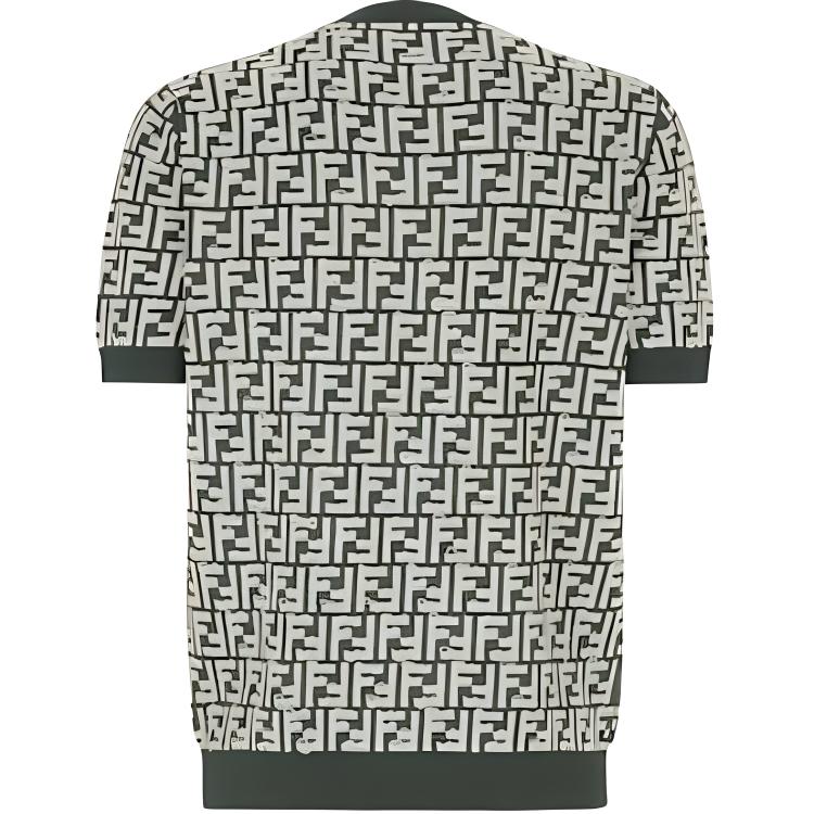 Lookbook 芬迪 绿色字母印花短袖针织衫. FZX051AR85F1-MTQ