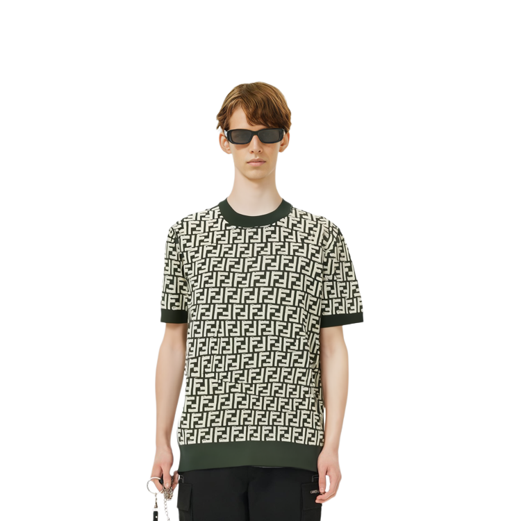 Purchase 芬迪 绿色字母印花短袖针织衫. FZX051AR85F1-MTQ