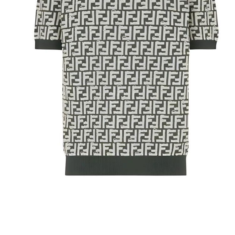 Sizing 芬迪 绿色字母印花短袖针织衫. FZX051AR85F1-MTQ