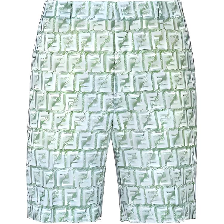 FENDI  Green Monogram Print Relaxed Fit Casual Shorts. FB0821AR62F1MTQ