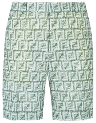 FENDI Green Monogram Print Relaxed Fit Casual Shorts. FB0821AR62F1MTQ Order FENDI Green Monogram Print Relaxed Fit Casual Shorts. FB0821AR62F1MTQ