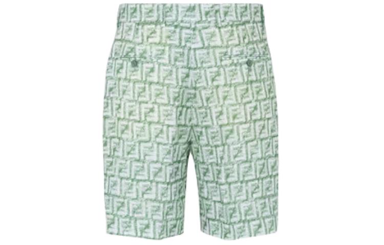 Lookbook FENDI 綠色字母印花寬鬆休閒短褲 FB0821AR62F1MTQ