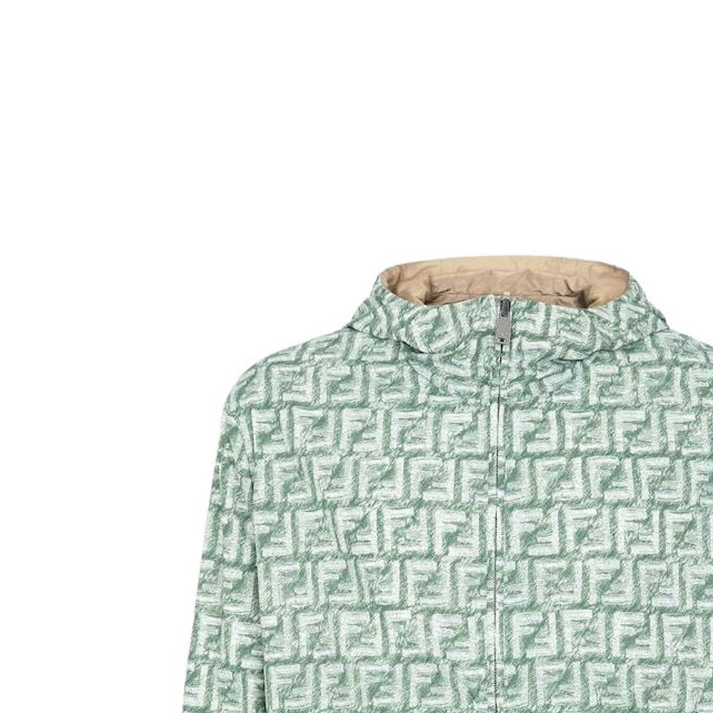 Sizing 펜디 그린 리버시블 후드 재킷 올오버 프린트. FAA928AR9GF1MTQ