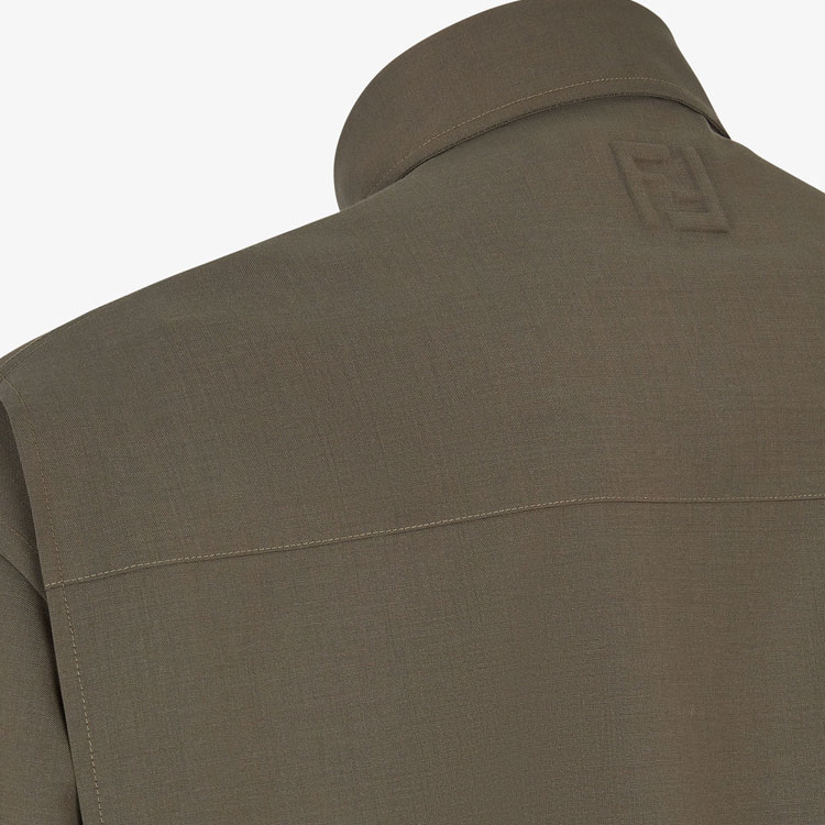 Details for フェンディ グリーン ソリッドカラー シャープカラー付きポケット長袖ジャケット FW1319ASCHF03NT