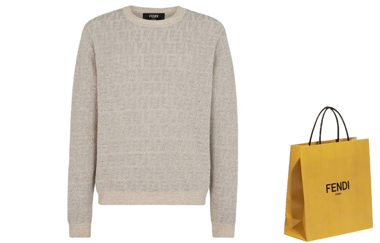 FENDI  Grey Crewneck Long-Sleeve Loose-Fit Sweater. FZX034AO5JF0GQK 圖 4