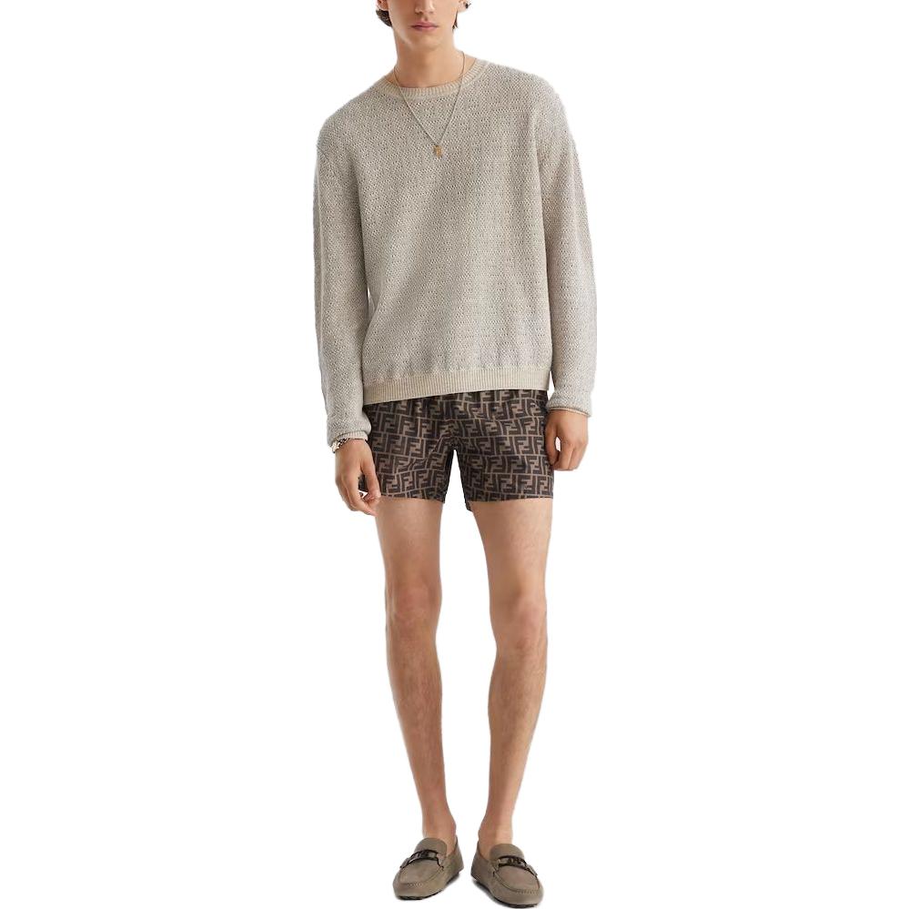 FENDI  Grey Crewneck Long-Sleeve Loose-Fit Sweater. FZX034AO5JF0GQK 圖 5