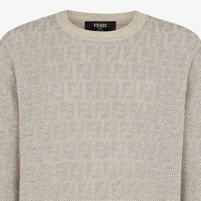 FENDI  Grey Crewneck Long-Sleeve Loose-Fit Sweater. FZX034AO5JF0GQK 圖 6