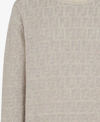 フェンディ グレー クルーネック 長袖 ルーズフィット セーター. FZX034AO5JF0GQK Sizing フェンディ グレー クルーネック 長袖 ルーズフィット セーター. FZX034AO5JF0GQK