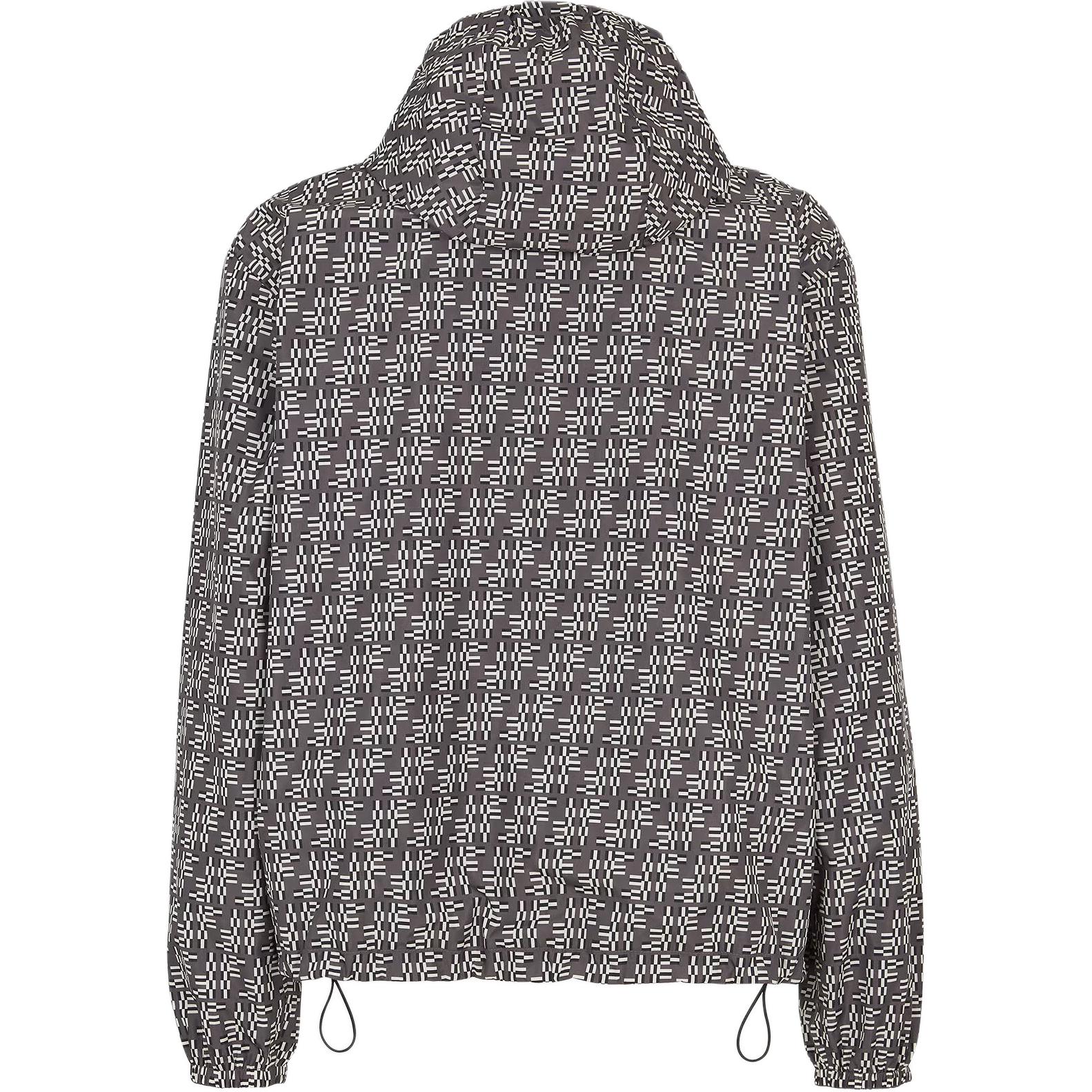 Lookbook FENDI  Grey Full-Zip Windbreaker Jacket with Patterned Print Hoodie. FAA935ARYIF0PU7