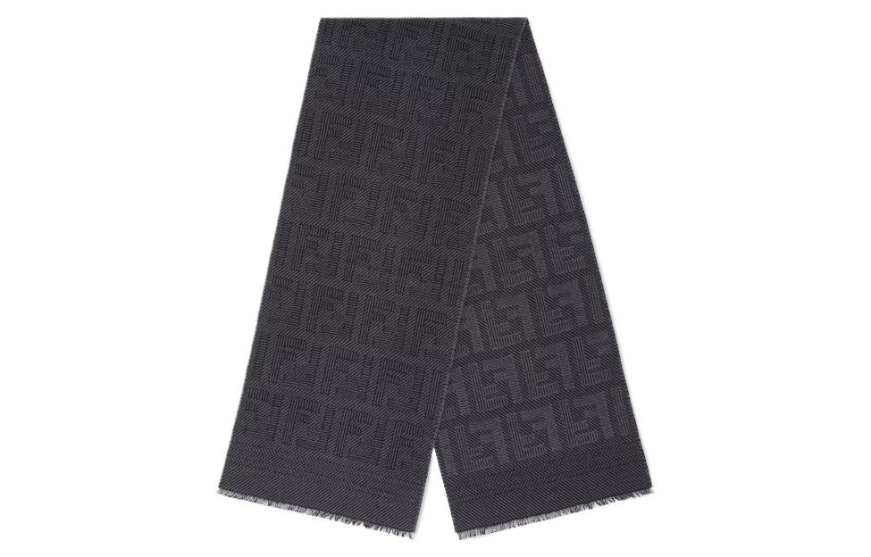 FENDI  Grey Knit Scarf with Letter Pattern Design. FXS124APW4F0QA1