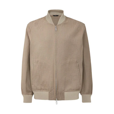 FENDI Grey Letter Print Zip-Up Long Sleeve Jacket. FW0162AR9AF1MTH