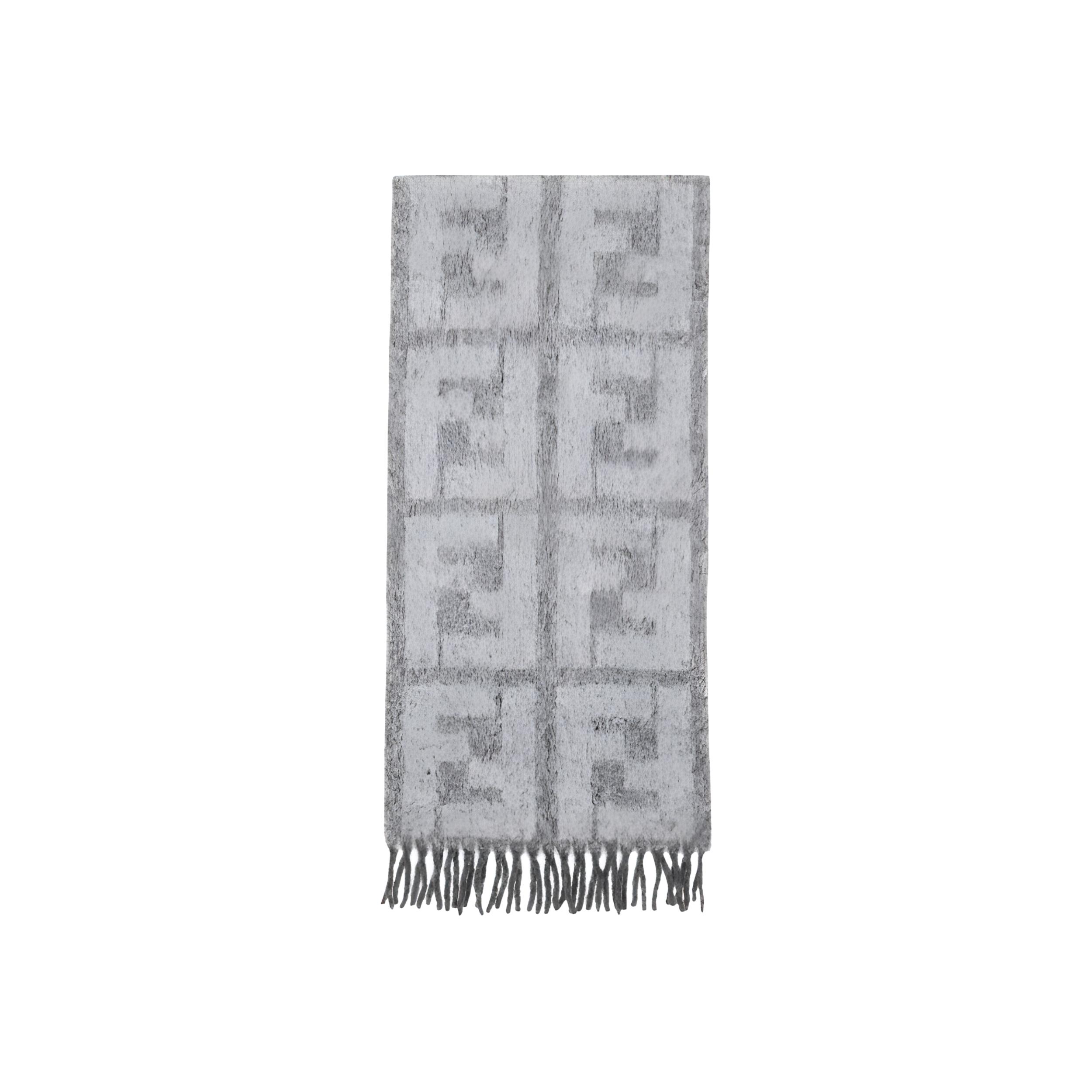 FENDI  Grey Logo Pattern Wool Scarf FXS729APWAF0KZJ
