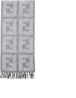 FENDI Grey Logo Pattern Wool Scarf FXS729APWAF0KZJ FENDI Grey Logo Pattern Wool Scarf FXS729APWAF0KZJ