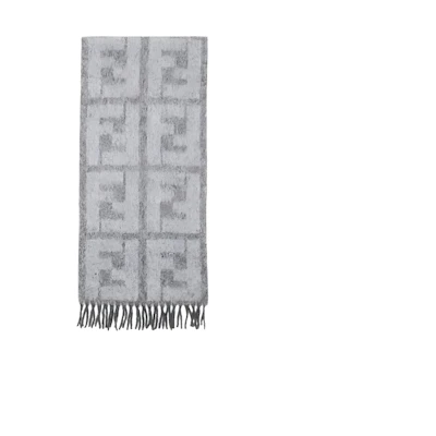 FENDI Grey Logo Pattern Wool Scarf FXS729APWAF0KZJ