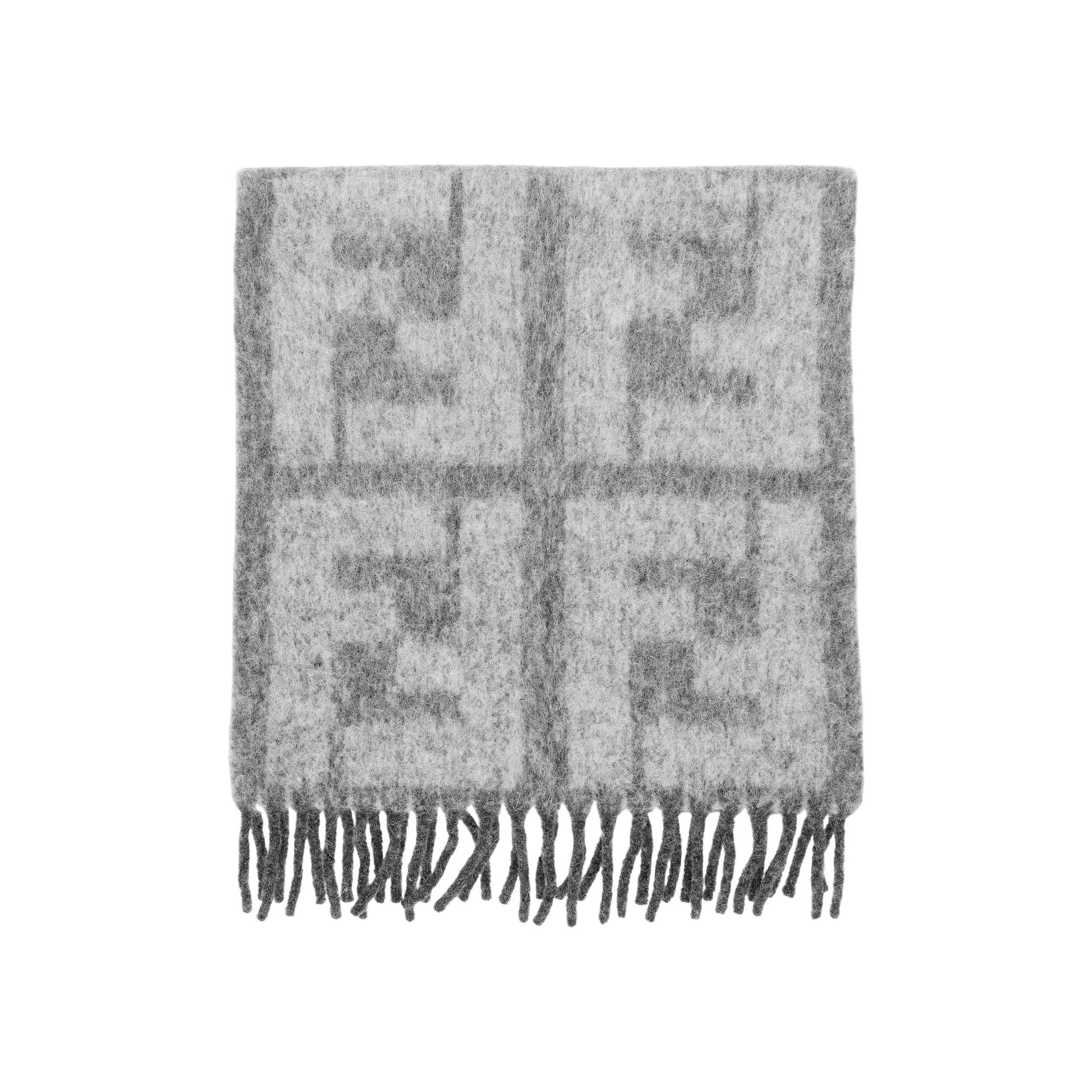 Shop 芬迪 灰色Logo图案羊毛围巾 FXS729APWAF0KZJ