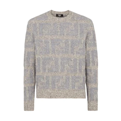 FENDI Grey Monogram Print Crewneck Long Sleeve Sweater. FZX091ATMKF0GQK