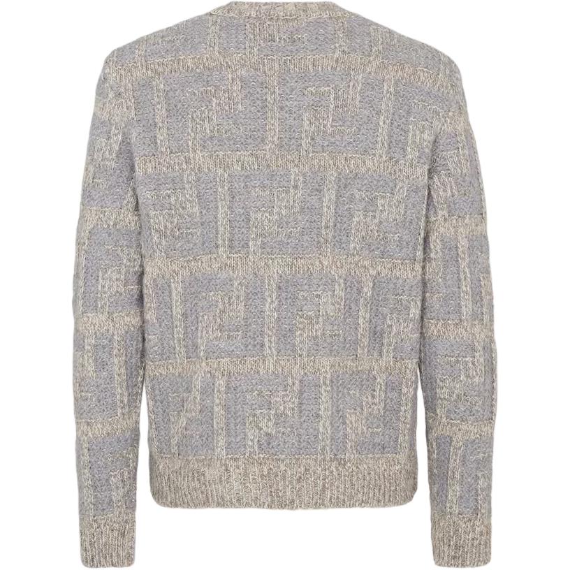 Lookbook FENDI  Grey Monogram Print Crewneck Long Sleeve Sweater. FZX091ATMKF0GQK