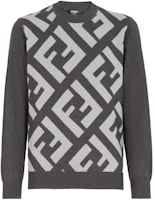 FENDI Grey Wool Jumper with Letter Print and Crew Neck. FZX091APJKF1ML0 FENDI Grey Wool Jumper with Letter Print and Crew Neck. FZX091APJKF1ML0