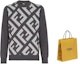 Shop FENDI Grey Wool Jumper with Letter Print and Crew Neck. FZX091APJKF1ML0
