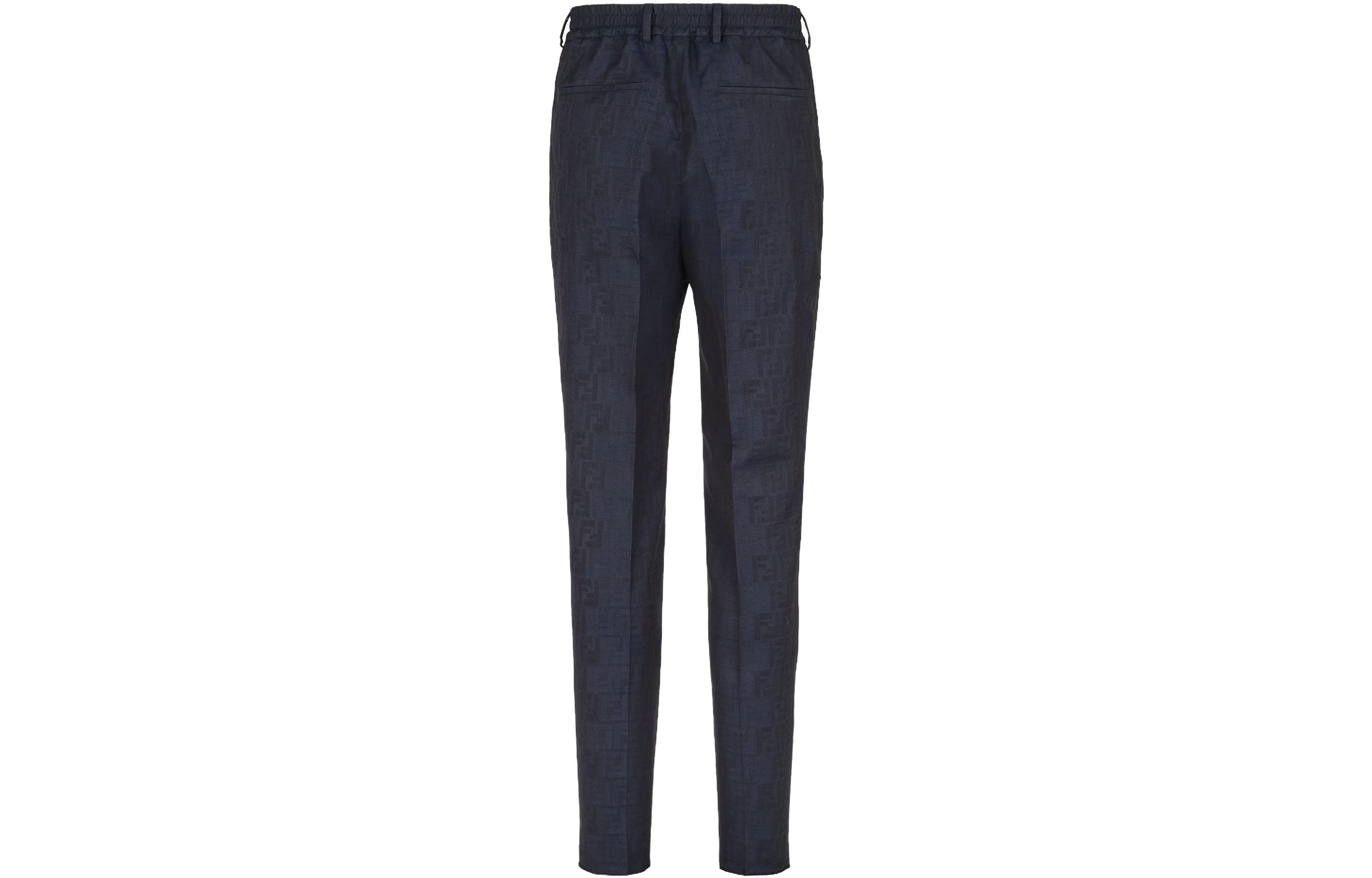 Lookbook FENDI 高腰直筒休闲裤 蓝色 FB0767AQ24F1AJR