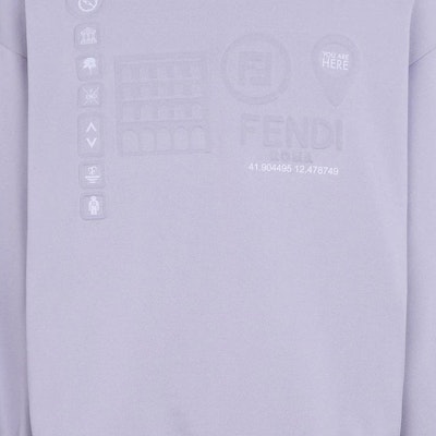 FENDI Light Purple Solid Print Hoodie. FY1126AIFPF1GOS Details for FENDI Light Purple Solid Print Hoodie. FY1126AIFPF1GOS