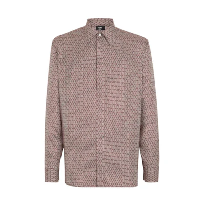 FENDI Long-Sleeve Shirt with Printed Pattern and Turn-Down Collar. FS1038AQIEF0QH0