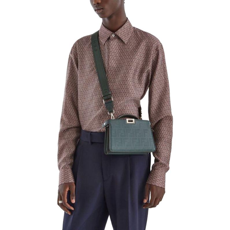 Shop 芬迪印花图案翻领长袖衬衫 FS1038AQIEF0QH0