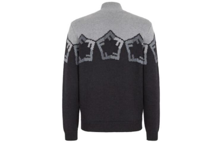 Lookbook 펜디 루즈 터틀넥 니트 스웨터 그레이 프린트 디자인. FZX025AQL4F1MU3