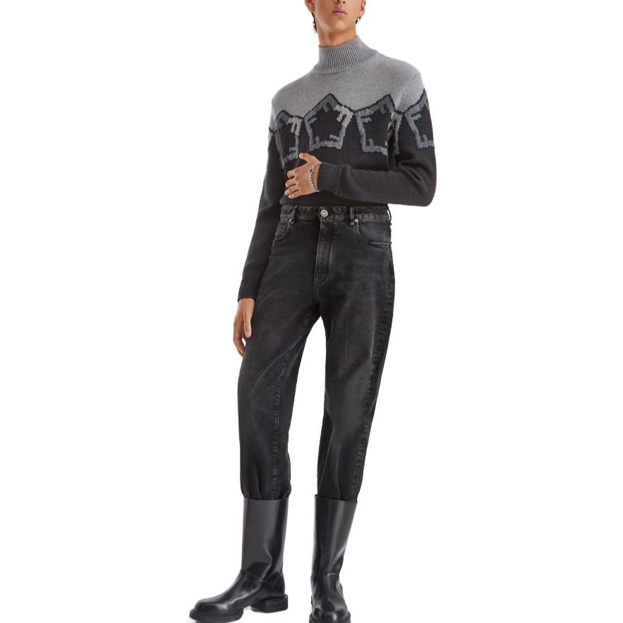 Shop 펜디 루즈 터틀넥 니트 스웨터 그레이 프린트 디자인. FZX025AQL4F1MU3