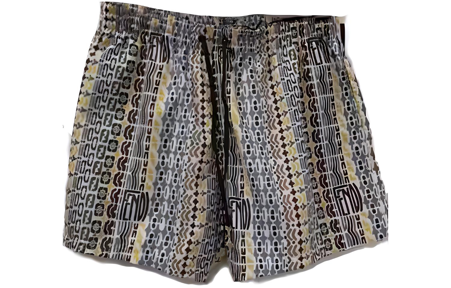 FENDI  Low Waist Slim Fit Elastic Straight Casual Floral Shorts. FXB077AE8LF0WB1
