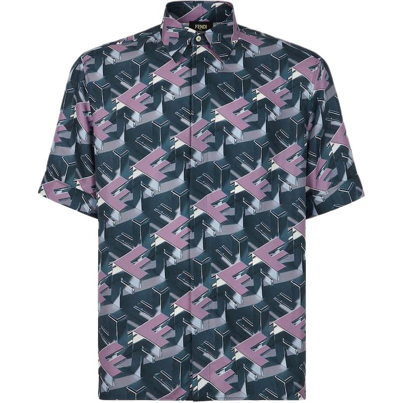 FENDI  Multicolor Monogram Print Short Sleeve Shirt. FS0795APQ9F0F5U