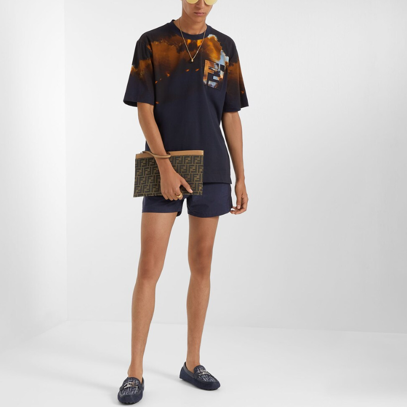 Details for 펜디 네이비 블루 레터 프린트 피트 수영복. FXB077AGBRF1KQT