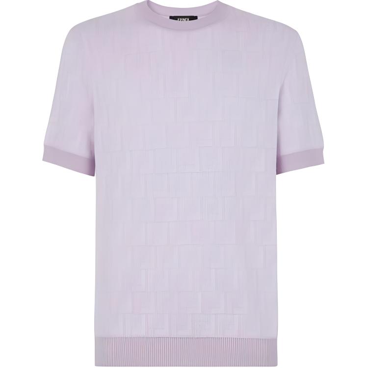 FENDI  Purple Logo Print Crewneck Short Sleeve Sweater. FZY443APJHF0F5U