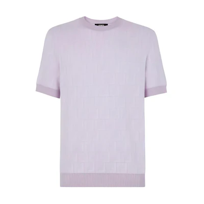 FENDI Purple Logo Print Crewneck Short Sleeve Sweater. FZY443APJHF0F5U