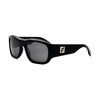 FENDI Rectangular Black Sunglasses with Logo Design. FE40117I5601A