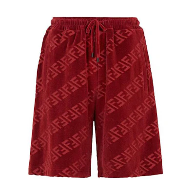 FENDI Red Logo Embossed Drawstring Casual Shorts. FB0689AKDOF0QC9