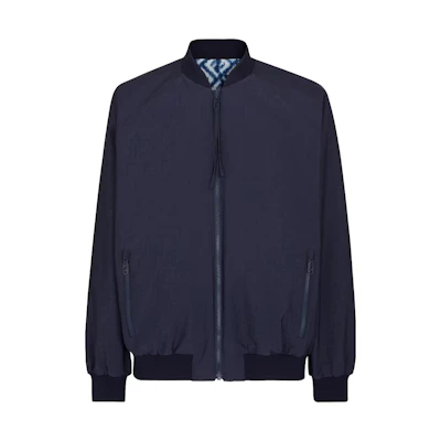 FENDI Reversible Logo Print Bomber Jacket in Blue. FAA893AN60F0V6W